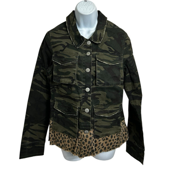 Cloth & Trim Camouflage Jacket Sz M Animal Print Button Front Camo Cotton - Picture 7 of 9